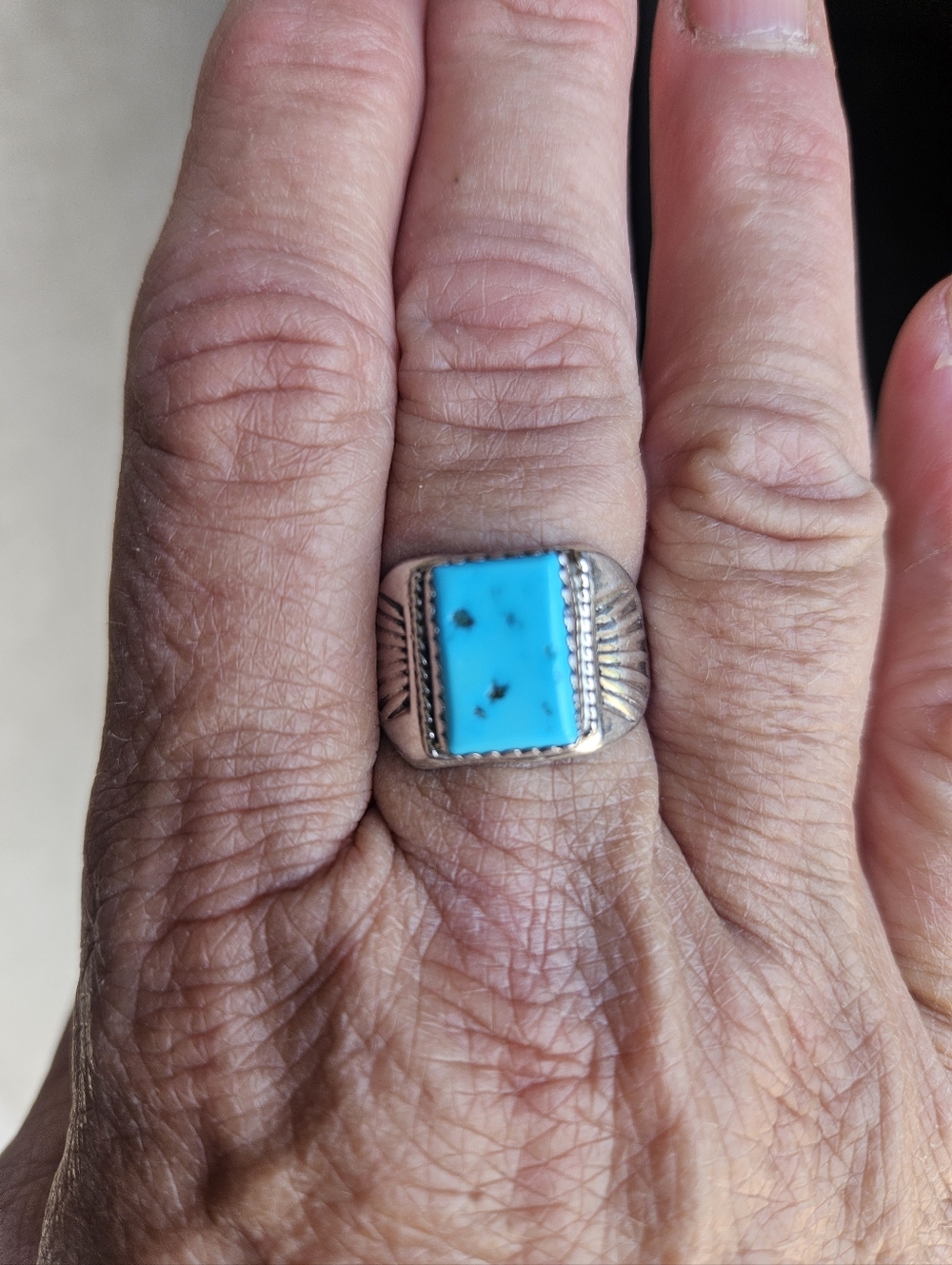 Sterling Silver Turquoise Statement Ring - Size 9.25 - Picture 6 of 6